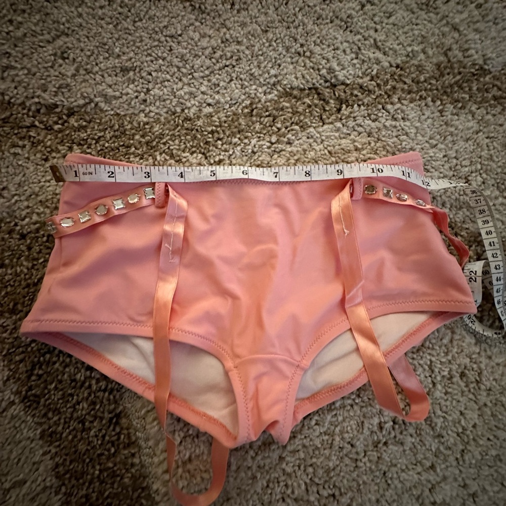 NWOT Blumarine Girls Swimsuit Peach Rhinestones Sz. 12 - Picture 6 of 6